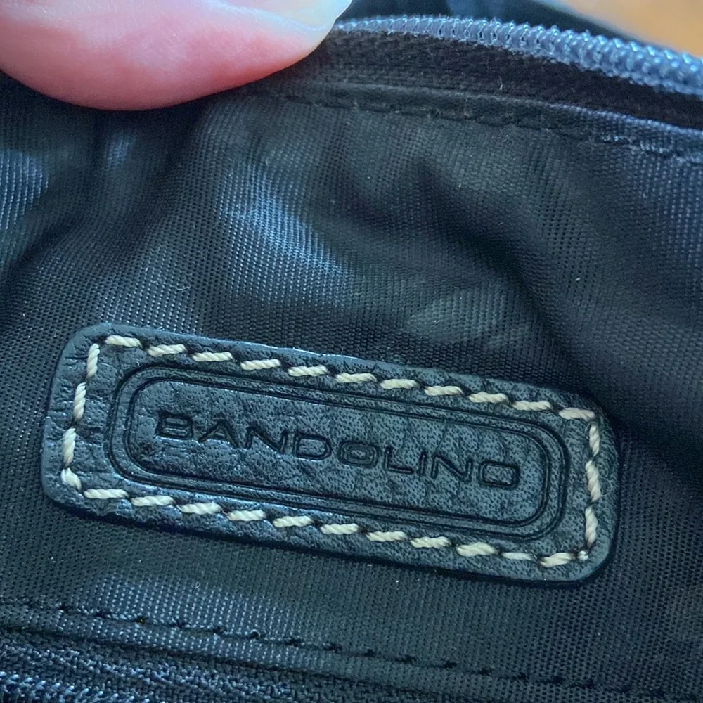 Bandolino Black Leather Shoulder Crossbody Bag with Silver Accents